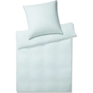 elegante Mako-Jersey Bettwäsche-Set Solid Stripe Farbe Mint Größe 80x80 155x220 - Türkis