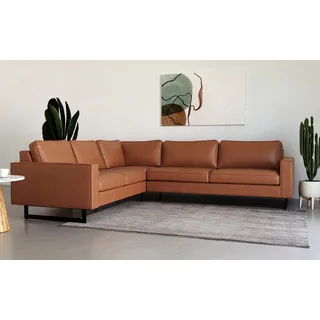 Places of Style Ecksofa »Pinto, 250/290 cm, langer Schenkel, XXL, Ottomane«, Cord, Feincord, Luxus-Microfaser Leder und Chenille, braun