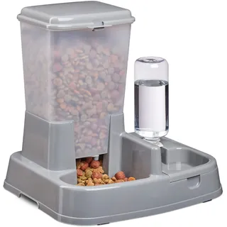 Relaxdays Wasser- und Futterspender, Kunststoff, dunkelgrau, Rutschfest 34 cm, x 34,5 cm x 27,5 cm 750 g