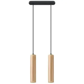 Sollux Lighting Hängeleuchte Deckenlampe Holz 2 Flammig Schwarz/Naturholz Lino