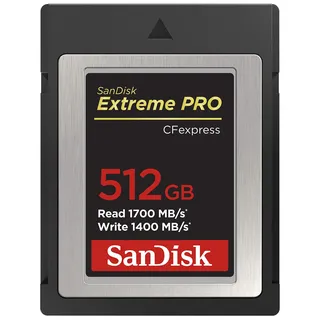 SanDisk Extreme PRO CFexpress Speicherkarte Typ B 512 GB (Lesegeschwindigkeiten bis 1700 MB/s, für RAW 4K-Video, XQD-Kompatibilität, RescuePro Deluxe Wiederherstellung Software)