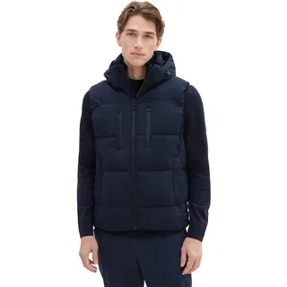 TOM TAILOR Herren 1037355 Puffer Steppweste mit Abnehmbarer Kapuze, 10668-sky Captain Blue, L