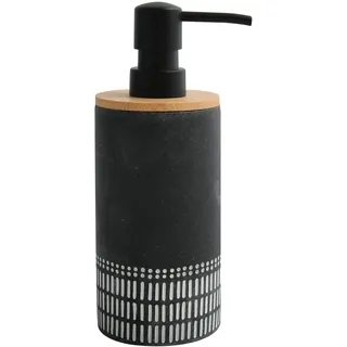 Spirella Yuma Seifenspender, Polyresin & Bambus, Dunkelgrau & Weiß, Harz Holz, Grey, Standard