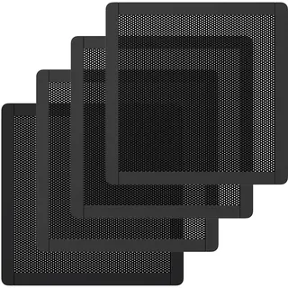 MoKo 4 Stück Lüfterfilter aus PVC, 140 x 140 mm, Staubschutzgitter mit magnetischem Rahmen, 0,5 mm Netzfilter für Kühler, Computergehäuse, Schwarz