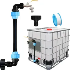 IBC Schwanenhals 3/4" Auslaufhahn, S60x6 Wasserhahn Absperrhahn 3/4 Zoll IBC Adapter für das Bequeme Befüllen der Gießkanne, IBC Tank Zubehör für Regenwassertank Wasserfaß Regenfass IBC-Container