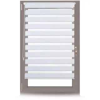 Relaxdays Doppelrollo Klemmfix ohne bohren, Seitenzugrollo mit Streifen, Duo-Rollo für Fenster, Stoff 81x156 cm,