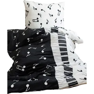 Sweet Home Bettbezug Musiknoten 140 x 200 cm - 70 x 90 cm - micro100% Flanell