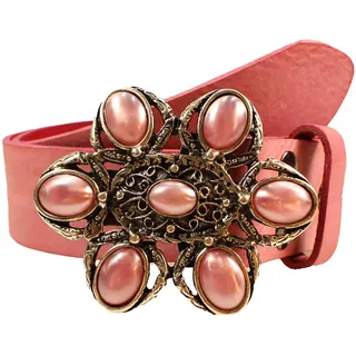 Ledergürtel RETTUNGSRING GÜRTEL, Damen, Gr. 80, rosa, Leder, unifarben, Gürtel Ledergürtel, mit austauschbarer Schließe »Nostalgie Perle Rosa«