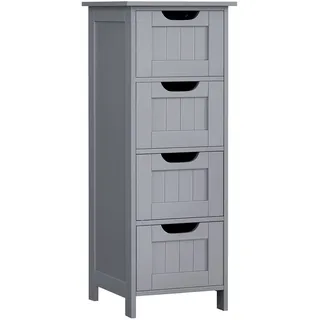 VASAGLE Badezimmerschrank, Badschrank, Beistellschrank mit 4 Schubladen, 30 x 30 x 82 cm, für Badezimmer, Wohnzimmer, Esszimmer, Küche, modern, mystisches Grau