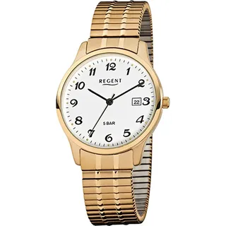 Regent Herren-Armbanduhr gold Analog F-876 Stahl-Armband D2URF876