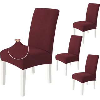 Ystyle Stretch Stuhlhussen 4er Set, Stuhlbezug Elastischer, Hussen Für Stühle Abnehmbarer, Stuhlbezüge Chair Cover Langlebig Universal, Für Bankett Deko Und Hochzeit Partys, Burgunderrot