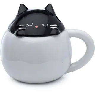 Puckator Feline Fine Katze piepsender Tier-Deckel Tasse aus Dolomit-Keramik