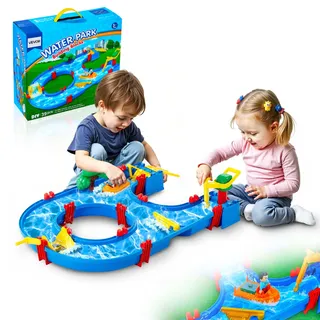 VEVOR Wassertisch, Wasserspiel-Wasserweg für Kinder, Sommer-Wasserpark-Spielset im Freien mit 39-teiligem Zubehör für den Garten, Rasen, Strand, Spieltisch für Jungen und Mädchen ab 3 Jahren