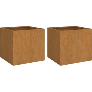 Pflanzkübel 2 Stk. 42x40x39 cm Cortenstahl - Braun