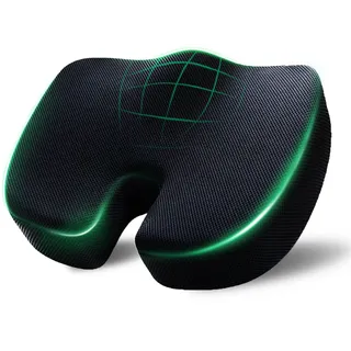 EGO HOME Sitzkissen Charcoal Memory Foam, Bürostuhlkissen, Memory-Schaum Schreibtischstuhl Kissen, Rutschfestes Sitzpolster für Gaming, Autositzkissen, Computerstuhlkissen, Rollstuhl