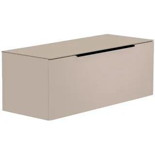 Moderano Lowboard , Schwarz, Sandfarben , Metall , 1 Fächer , 110x56x45 cm , hängend, in verschiedenen Holzdekoren erhältlich, Abdeckplatte aus Glas , Wohnzimmer, TV Möbel, Lowboards, Lowboards hängend