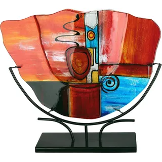 GILDE GLAS art Dekovase »New Life 1«, (1 St.), handbemalt mit Fusingglas-Elementen, rot