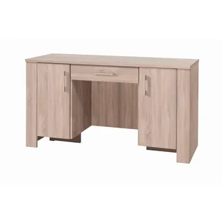 Furniture24 Schreibtisch 170/77/55 cm CEZAR 17 mit Schubladen 2 Türen Sonoma Eiche