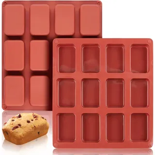 Socluer 2 Stück Mini Brownie Backform, Kleine Kastenform, 12 Hohlräume Kuchenform, Lebensmittelecht und Antihaftbeschichtet, für Maisbrot, Schokolade, Eiswürfeln
