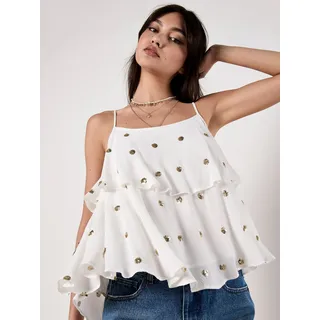 Apricot Shirttop "Camisole-Top" mit Paillettenpunkten, weiß