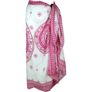 GURU SHOP Bali Sarong, Wickelrock, Sarongkleid Mandala, handgefertigt, pink | 100% Viskose, beidseitig verwendbar, vielseitig als Kleid, Rock oder Dekoration, aus Indonesien.