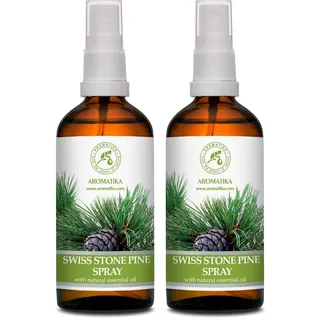 Zirbelkiefernöl Spray Set 2x100 ml - Aromatisches Spray mit Ätherischem Zirben Öl zur Lufterfrischung - Lufterfriescher - Natürlicher Raumduft - Kissenspray - Wäschespray - Duftspray - Zirbenspray