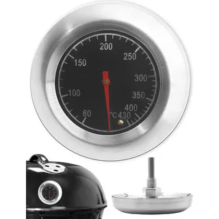 HomeTools.eu® - Temperatur-Beständiges, analoges BBQ Grill-Thermometer Koch-Thermometer, zum Nachrüsten für BBQ Smoker Grill Töpfe Bräter Räucher-Ofen, Ø 7.5cm, 10°C - 400 °C