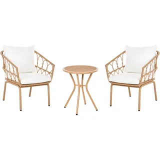 Beliani Bistro-Set 2-tlg. Hellbraun