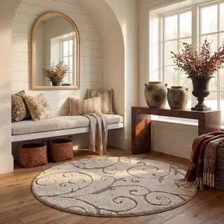 SAFAVIEH Zottelig Teppich für Wohnzimmer, Esszimmer, Schlafzimmer - Florida Shag Collection, Hoher Flor, Creme und Beige, 120 X 120 cm