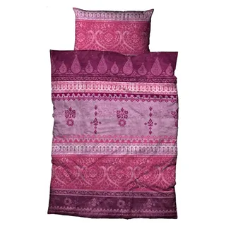Biber Bettwäsche Indi 155 cm x 220 cm Beere-pink - Violett, Rosa
