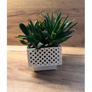 2 Stück Übertopf eckig 13 cm weiß im Set, Blumenübertopf für Zimmerpflanzen Orchideentopf Pflanztopf Blumentopf Deko Topf Pflanzkübel