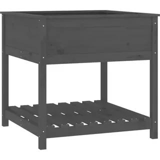 Pflanzkübel mit Ablage Grau 82,5x82,5x81 cm Massivholz Kiefer - Grau