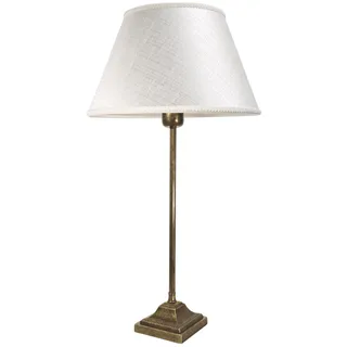 Nachttischlampe Tischleuchte E27 56 cm Stoff Messing in Bronze Antik Weiß