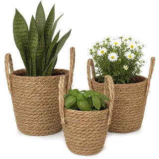 Relaxdays 3er Set Ø 20 x 25 cm Braun