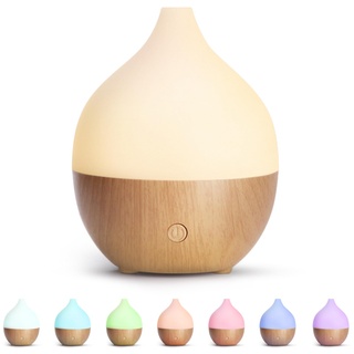 SALKING Aroma Diffuser, 100ml Kleiner Ultraschall Aromatherapie Diffusor für ätherische Öle, mit automatischer Abschaltfunktion, Warmweiß Licht Weiß Holzmaserung Diffusor für Zuhause Büro Oder Yoga