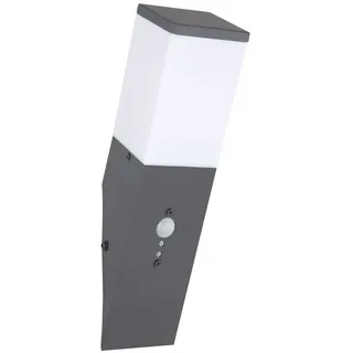 Globo Lighting Außenleuchte Edelstahl anthrazit, Kunststoff opal, Sensor inkl., IP44, BxH: 80x330mm, AL: 165mm, exkl. 1x E27 LED 15W 230V - Grau