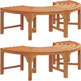 vidaXL Baumbank 2 pcs Natur 160 x 80 x 45cm Massives Eukalyptus Holz - Braun