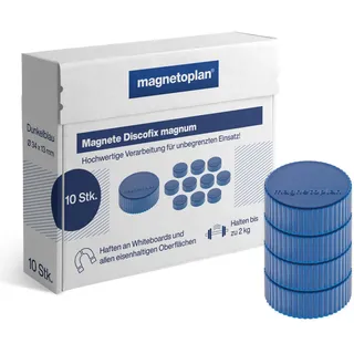 Magnetoplan Magnet D34mm, VE 10 Stück Haftkraft 2000g, dblau
