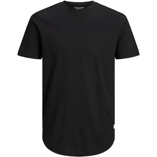 JACK & JONES Herren Rundhals T-Shirt JJENOA Regular Fit Plussize XXL-8XL, Größe:4XL, Farbe:Black 12184933