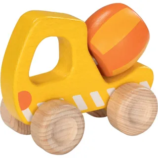 goki 55874 - Betonmischer aus Holz, Robustes Baustellenfahrzeug mit beweglichen Reifen, flexibler Mischer, leicht zu greifen, fördert die Motorik der Kinder, 13cm x 6cm x 10cm, ab 2 Jahre