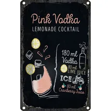 Blechschild 20x30 cm - Pink Vodka Cocktail Recipe