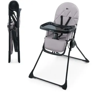 Kinderkraft BINCI Kinderhochstuhl, Babystuhl, leicht und faltbar mit Tablett, Fußstütze und 5-Punkt-Gurt, ideal für kleine Räume und Reisen, Grau
