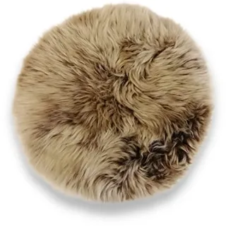 Leibersperger Lammfell Sitzkissen rund Ø 40cm – Echtes Merino Lammfell – rutschfest – Gemütlich und wärmend – Optischer hingucker – Lange Haltbarkeit (Cappuccino)