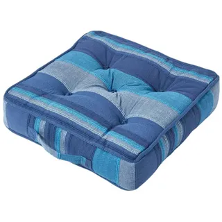 Homescapes Sitzkissen Morocco blau gestreift 40/40/8 cm , Textil , Gestreift , Füllung: Polyester , Quadratisch , 40x8x40 cm , Oeko-Tex® Standard 100 , Heimtextilien, Wohntextilien, Kissen