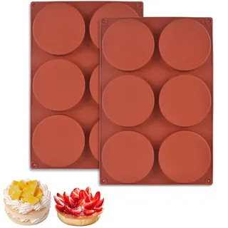 2 Stück Silikonform Rund, 4 Zoll Silikon Backform Rund Große Muffinform Silikon Antihaft Burger Buns Backform für Kuchen Muffin Burger Pudding Schokolade Seife (33 * 22cm)