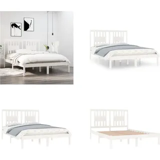 vidaXL Massivholzbett Weiß Kiefer 120x200 cm - Bettgestell - Bettgestelle - Bettrahmen - Bett - Weiß