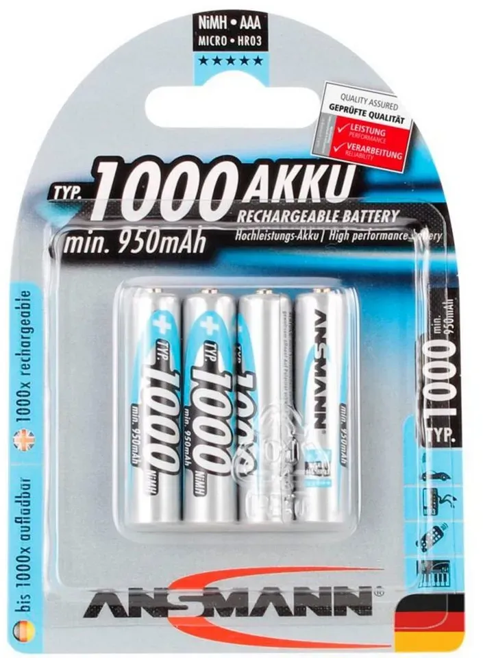 Bild von Akkus maxE Micro AAA min. 950 mAh