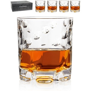 FAHIMEH Whisky GläSer, Drehen Bourbon Whiskey GläSer Set of 4, Scotch Rum Cognac Rock Tumbler Old Fashioned Tasting Glass, Originelle Personalisiert MäNner Freund Vater Unique Geschenke Box, 250 ml