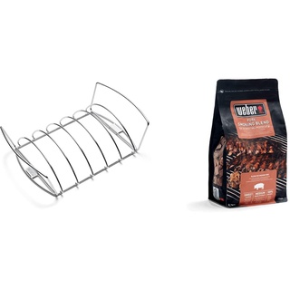 Weber 6469 Original Rib and Roast Holder & 17664 Räucherchips für Schweinefleisch, 700g, Räuchern, Aroma, Grillen