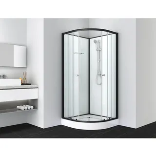 SANOTECHNIK BELA Komplettdusche mit Schiebetür rechts 90 x 203 cm schwarz/transparent